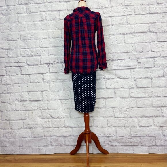 Iris Navy Blue Polka Dot Pencil Skirt - Picture 6 of 9